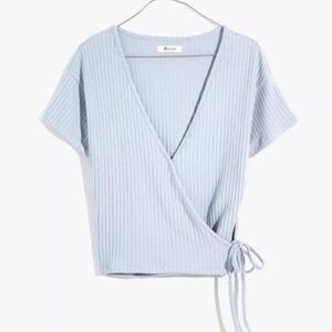 Madewell Light Blue Wrap Top